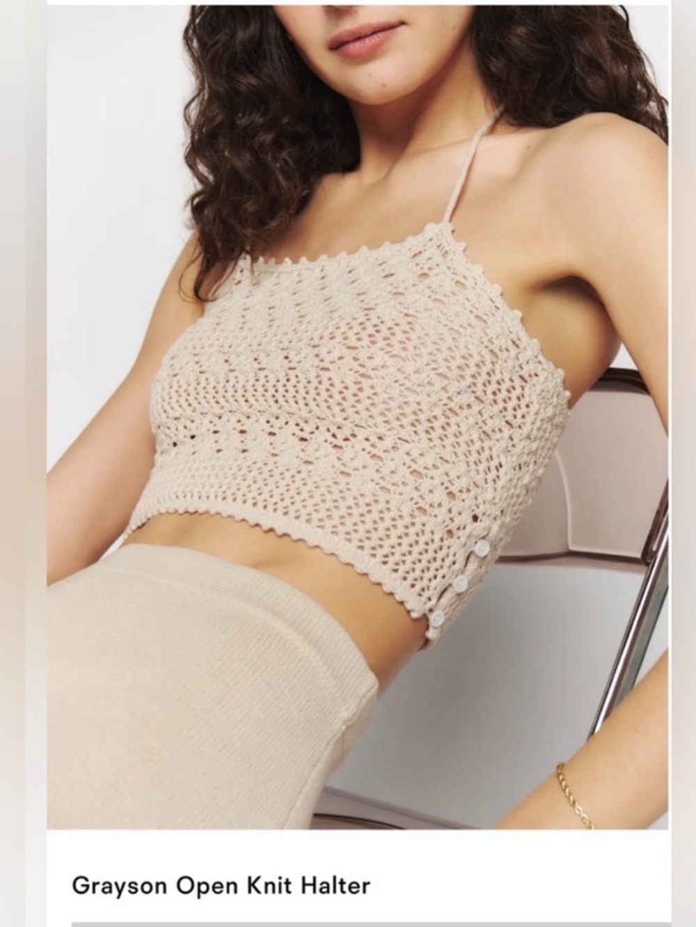 Reformation Grayson open knit halter
XS in creme colored crochet. NWOT